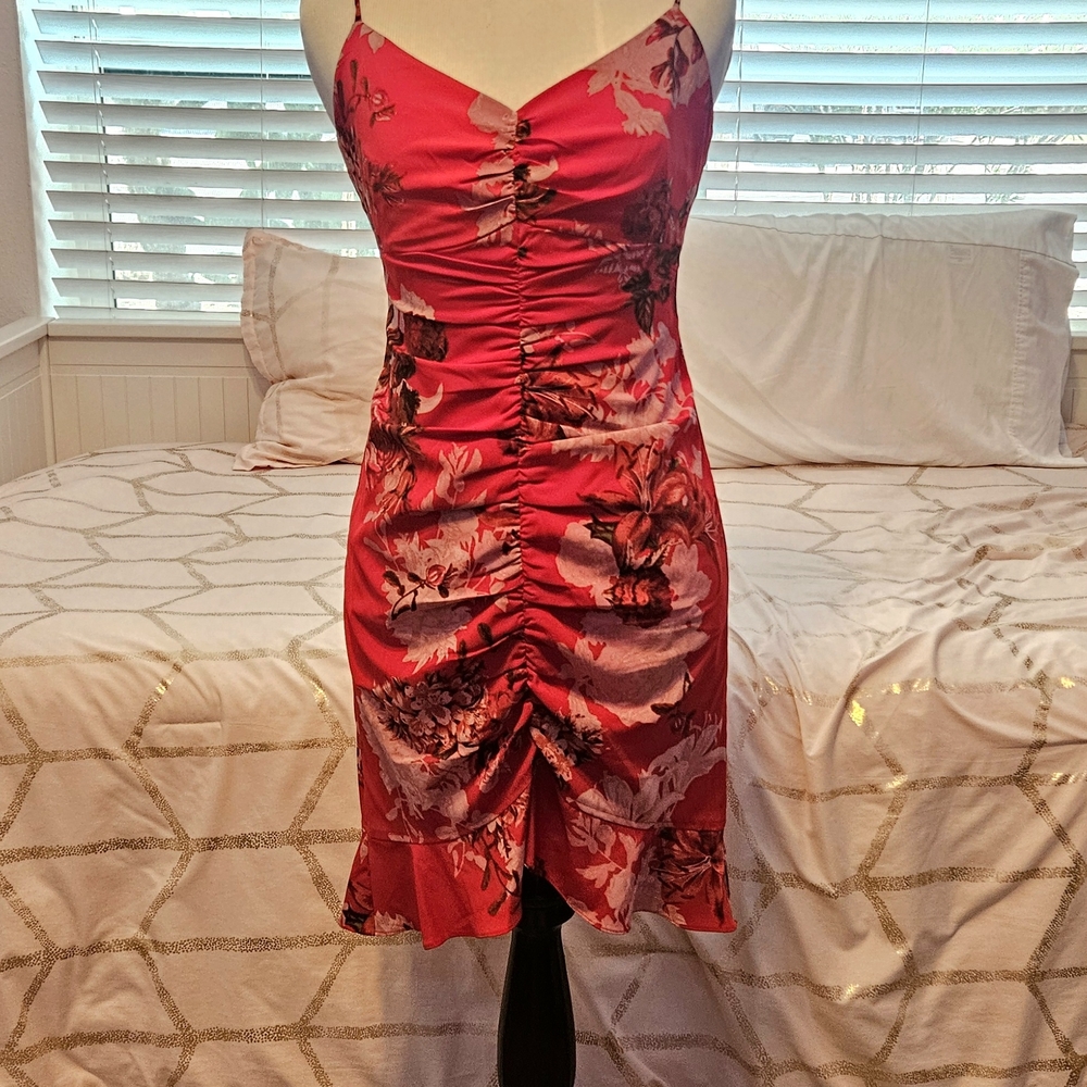 Red Floral Print Dress